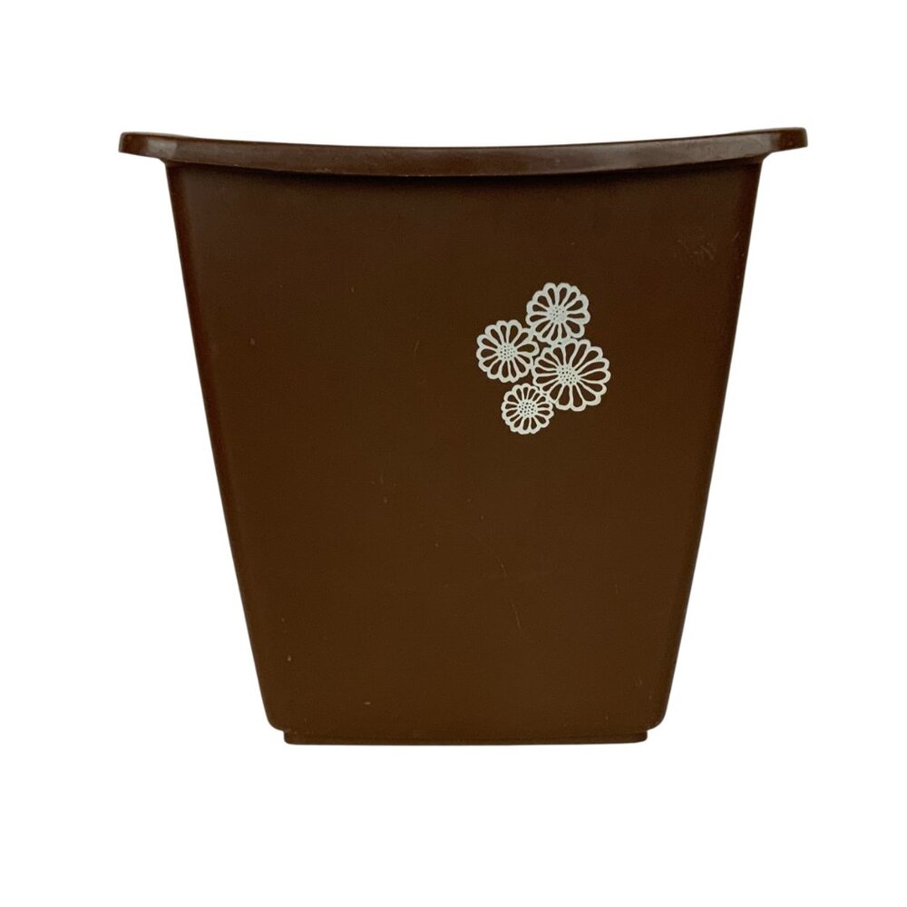 Vintage Rubbermaid Wastebasket Small Brown Plastic Rectangular Container 2952